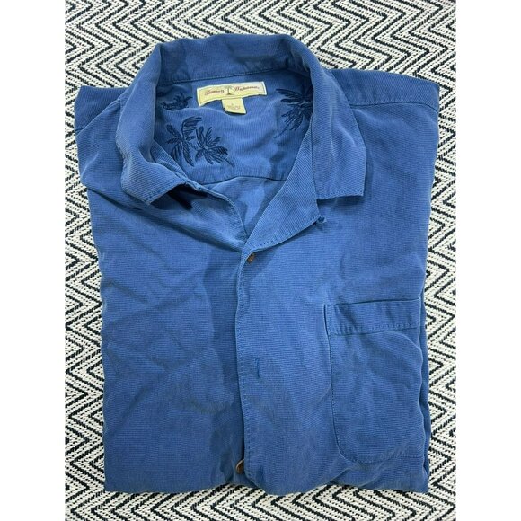 Tommy Bahama Other - Tommy Bahama Men's Blue Silk Short Sleeve Button-Up Shirt L